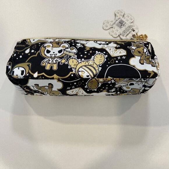 Tokidoki Cosmetic Pouch Zippered Makeup Bag With Fun Gold & Black Cartoon Print - Picture 5 of 7
